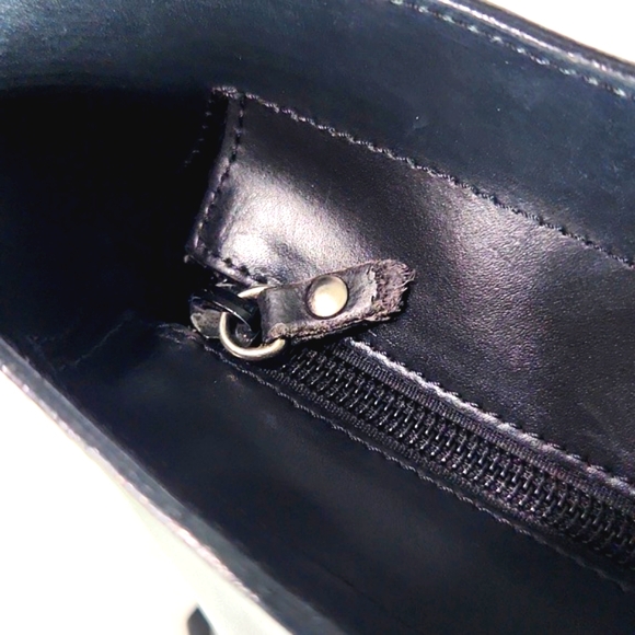 VTG Furla Authentic Black Leather X Large Tote Bag Satchel Made in Italy - Picture 12 of 15